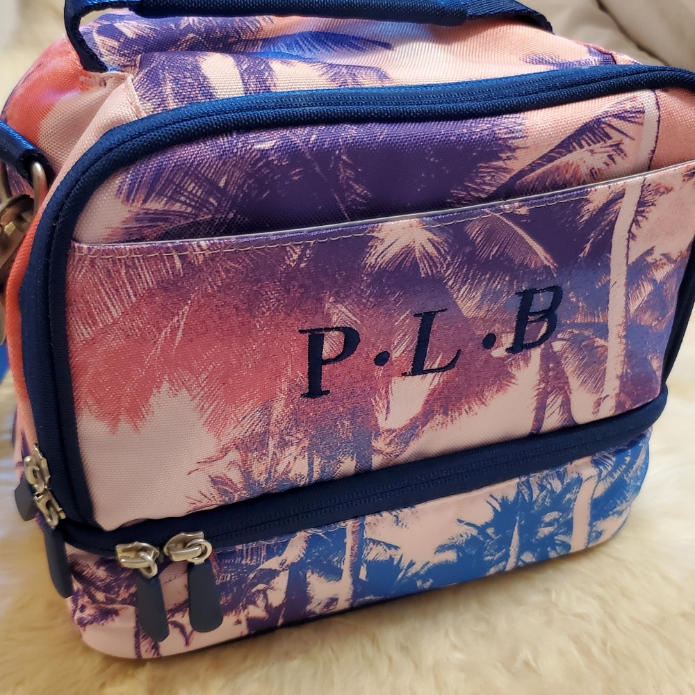 Pottery Barn Gear-Up Palms Dual Compartment Lunch Bag Monogrammed "P L B"